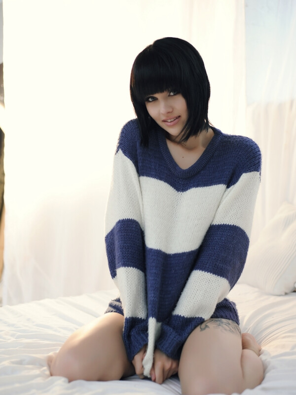 White and blue jumper